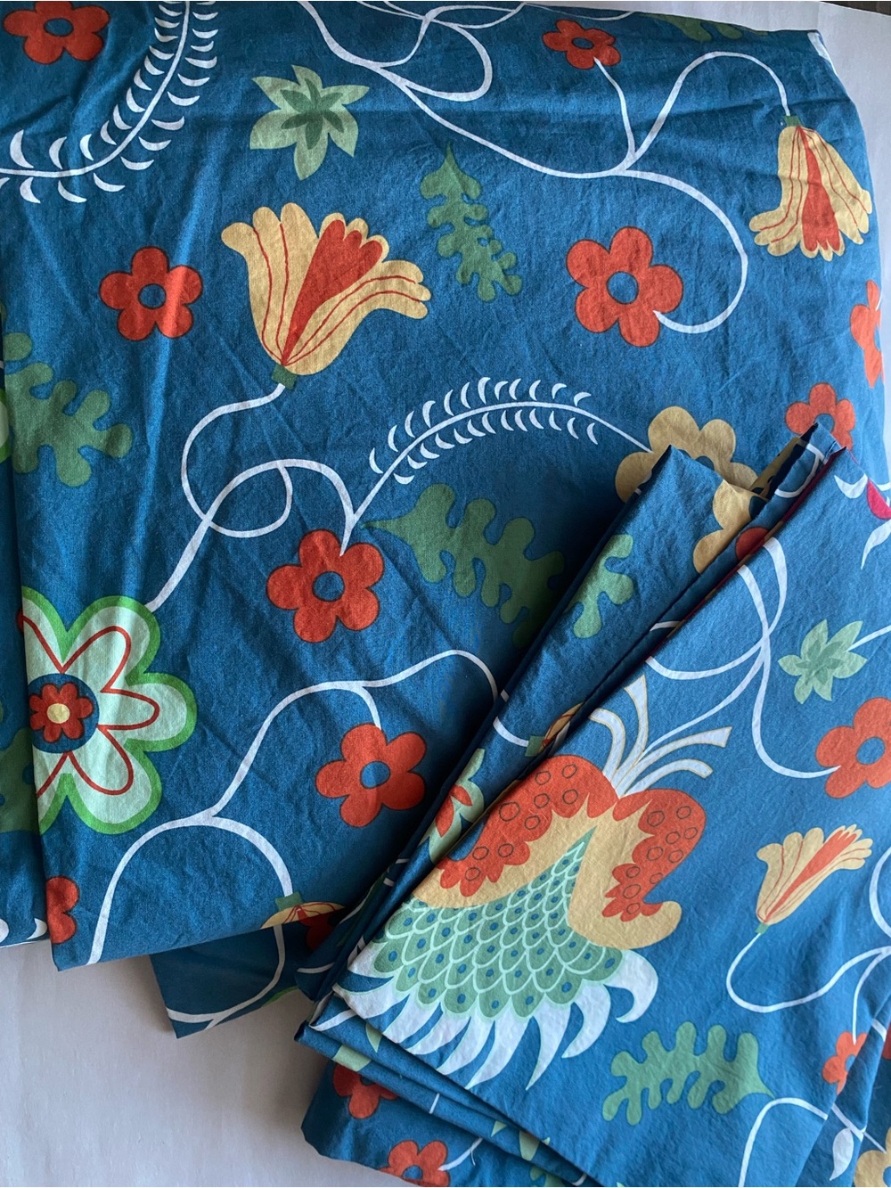 IKEA King size Used Rosenrips Striped and floral duvet  in Blue and Red
